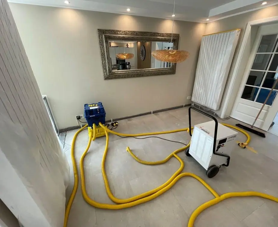 Homeowner photographing flood damage for an insurance claim