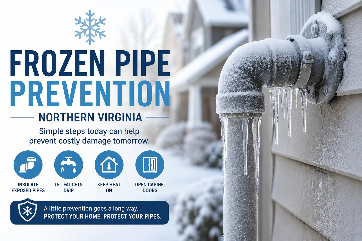 Frost forming on an exposed pipe in an unheated crawlspace
