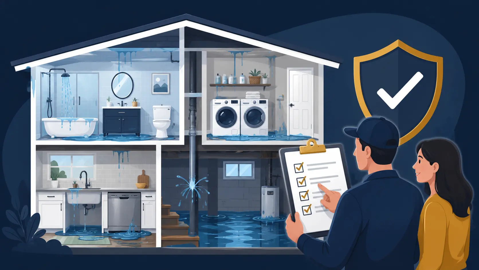 Water Damage Insurance Inspection Covering Household Leaks and Flooding